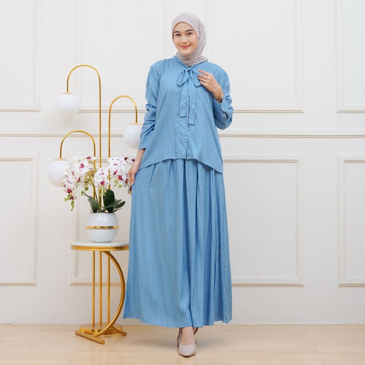 Aruna setelan rok warna biru